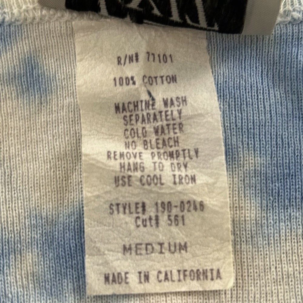 Vintage 90s Y2K Cloud Tie Dye California Made Fitted Baby Scoop Neck Pas… - Picture 7 of 12
